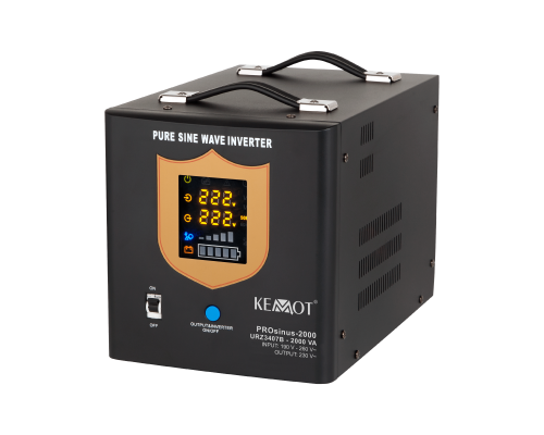 Інвертор чиста синусоїда з функцією зарядки 12V 230V 2000VA/1200WKEMOT PROsinus-2000 - чорний URZ3407B