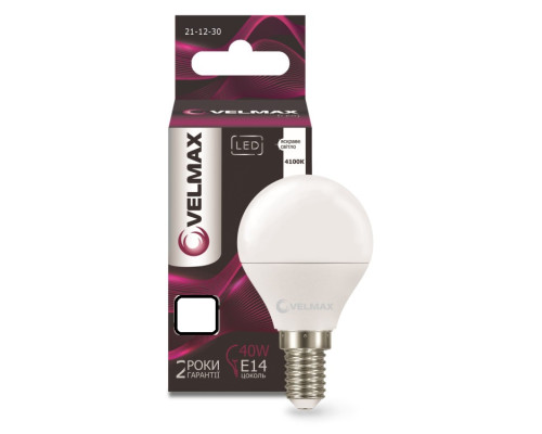 Лампа VELMAX V-G45, 8W, Е14, 4100K, 720Lm, EMC Лампа VELMAX V-G45, 8W, Е14, 4100K, 720Lm, EMC