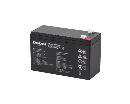 Акумулятор гелевий 12 V 7.5Ah Rebel (BAT 0403)