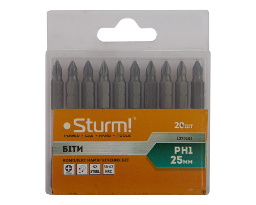 Біти S2 намагнічені PH1 x 25 mm, 20шт 1270101