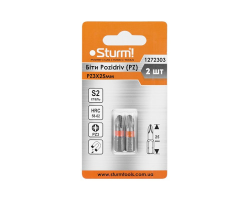 Біти S2 PZ3x25 мм, 2шт Sturm 1272303