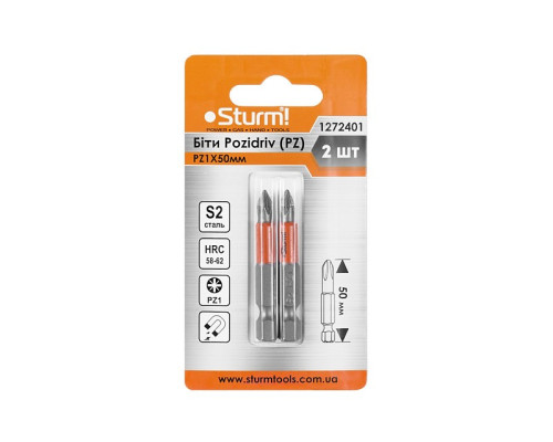 Біти S2 PZ1x50 мм, 2шт Sturm 1272401