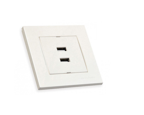 Розетка 2гн USB горизонтальна , RITA, Mutlusan, білий, (2220 449 0101)