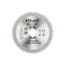 Диск пильний 125х22мм 60 зубів по дереву Sturm 9020-125-22-60T