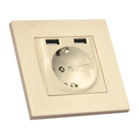 Розетка з/з, 16А, та 2гн USB, 2,4А, зі шторками, RITA, Mutlusan, крем, (2220 619 0202) Розетка з/з, 16А, та 2гн USB, 2,4А, зі шторками, RITA, Mutlusan, крем, (2220 619 0202)