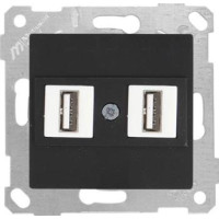 Механізм розетки 2гн USB горизонтальної, RITA, Mutlusan, чорний, (2200 449 0184)