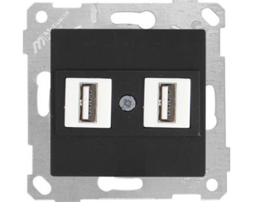 Механізм розетки 2гн USB горизонтальної, RITA, Mutlusan, чорний, (2200 449 0184)