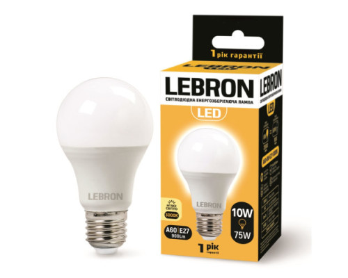Лампа LEBRON L-A60, 10W, Е27, 3000K, 900Lm Лампа LEBRON L-A60, 10W, Е27, 3000K, 900Lm
