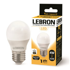 Лампа LEBRON L-G45, 4W, 220V, Е27, 4100K, 320Lm