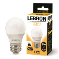 Лампа LEBRON L-G45, 6W, 220V, Е27, 4100K, 480Lm Лампа LEBRON L-G45, 6W, 220V, Е27, 4100K, 480Lm