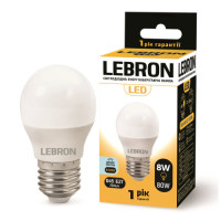 Лампа LEBRON L-G45, 8W, 220V, Е27, 6500K, 720Lm Лампа LEBRON L-G45, 8W, 220V, Е27, 6500K, 720Lm
