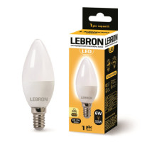 Лампа "свічка" LEBRON L-С37, 6W, 220V, Е14, 3000K, 480Lm Лампа "свічка" LEBRON L-С37, 6W, 220V, Е14, 3000K, 480Lm