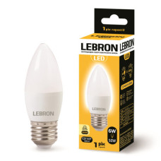 Лампа "свічка" LEBRON L-С37, 6W, 220V, Е27, 3000K, 480Lm Лампа "свічка" LEBRON L-С37, 6W, 220V, Е27, 3000K, 480Lm