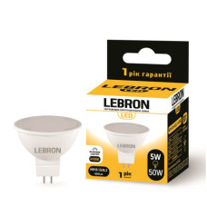 Лампа точкова LEBRON L-MR16, 5W, 220V, GU5,3, 4100K, 400Lm