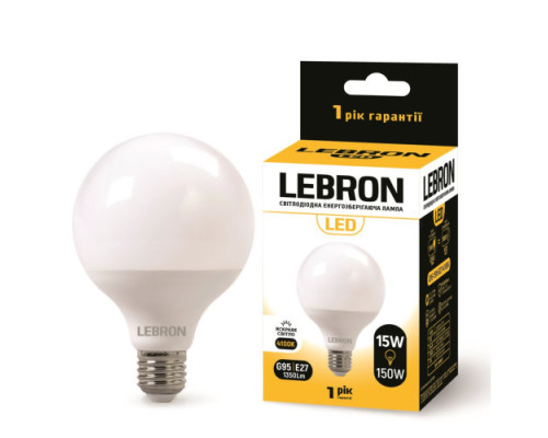 Лампа LEBRON L-G95, 15W, 220V, Е27, 4100K, 1350Lm Лампа LEBRON L-G95, 15W, 220V, Е27, 4100K, 1350Lm