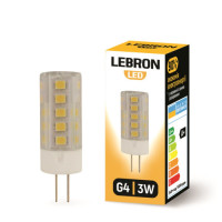Лампа Lebron L-G4, 3W, G4, 4500K, 280Lm, кут 360°. Лампа Lebron L-G4, 3W, G4, 4500K, 280Lm, кут 360°.