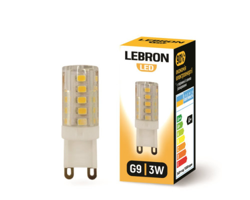 Лампа LEBRON L-G9, 3W, G9, 4500K, 280Lm, кут 360° Лампа LEBRON L-G9, 3W, G9, 4500K, 280Lm, кут 360°