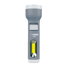 Ліхтар ручний акумуляторний LEBRON L-HL-30, ABS, сірий, 1W + 1W COB, USB, 1200mAh Li-Ion