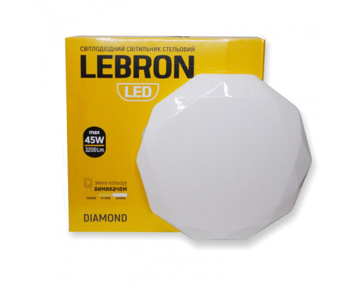 Світильник стельовий LEBRON L-CL-DIAMOND, max 45W, 3000K, 4100K, 6500K, 3200Lm, O380*80mm Світильник стельовий LEBRON L-CL-DIAMOND, max 45W, 3000K, 4100K, 6500K, 3200Lm, O380*80mm