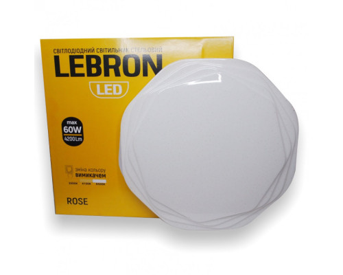 Світильник стельовий LEBRON L-CL-ROSE, max 60W, 3000K, 4100K, 6500K, 4200Lm, O510*80mm Світильник стельовий LEBRON L-CL-ROSE, max 60W, 3000K, 4100K, 6500K, 4200Lm, O510*80mm