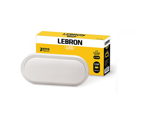 Світильник накладний LEBRON L-WLO, 12W, овал, 4100K, 1050Lm, ІР65 Світильник накладний LEBRON L-WLO, 12W, овал, 4100K, 1050Lm, ІР65