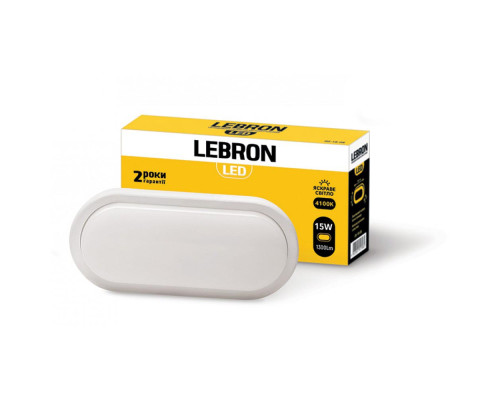Світильник накладний LEBRON L-WLO, 15W, овал, 4100K, 1300Lm, ІР65 Світильник накладний LEBRON L-WLO, 15W, овал, 4100K, 1300Lm, ІР65