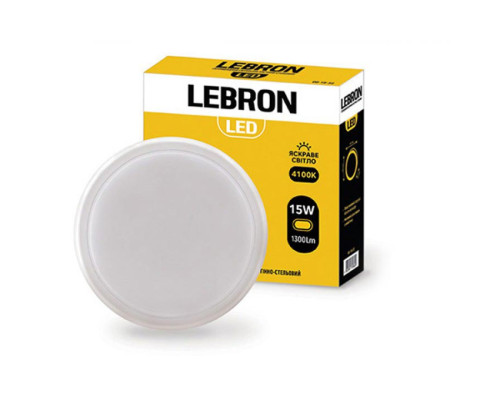 Світильник накладний LEBRON L-WLR, 15W, круглий, 4100K, 1300Lm, ІР65 Світильник накладний LEBRON L-WLR, 15W, круглий, 4100K, 1300Lm, ІР65