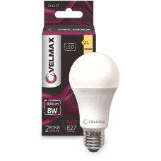 Лампа VELMAX V-A60, 8W, E27, 3000K, 800Lm, кут 240° Лампа VELMAX V-A60, 8W, E27, 3000K, 800Lm, кут 240°