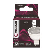 Лампа VELMAX V-MR16L, 6W, 220V, GU5.3, 4100K, 570Lm, лінза Лампа VELMAX V-MR16L, 6W, 220V, GU5.3, 4100K, 570Lm, лінза
