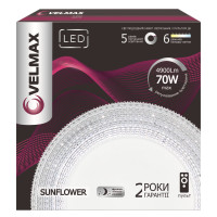 Світильник стельовий VELMAX V-CL-SUNFLOWER, 70W, smart, 3000K-6500K, 4900Lm, пульт ДК Світильник стельовий VELMAX V-CL-SUNFLOWER, 70W, smart, 3000K-6500K, 4900Lm, пульт ДК