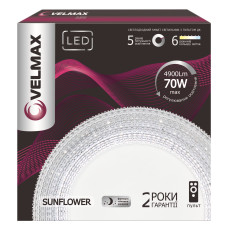 Світильник стельовий VELMAX V-CL-SUNFLOWER, 70W, smart, 3000K-6500K, 4900Lm, пульт ДК Світильник стельовий VELMAX V-CL-SUNFLOWER, 70W, smart, 3000K-6500K, 4900Lm, пульт ДК