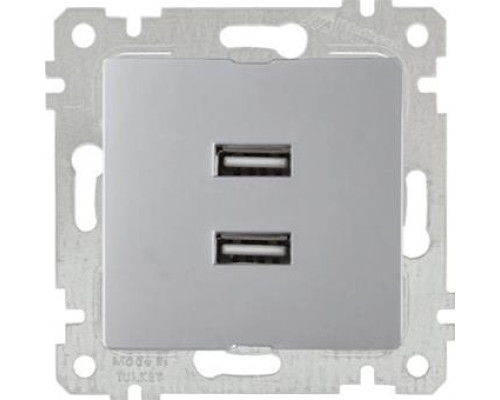 Механізм розетки 2гн USB горизонтальної, RITA, Mutlusan, "срібло", (2200 449 0182)