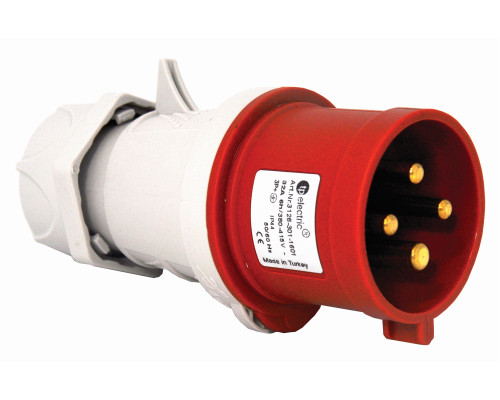Вилка силова 32А/4 (3Р+РЕ) IP44, TP electric (3126-301-1601)