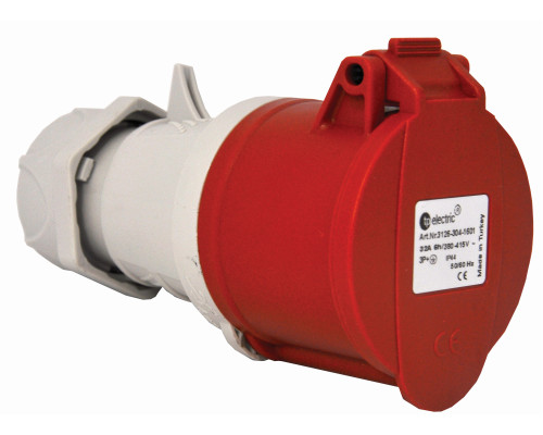 Розетка силова 32А/4 (3Р+РЕ) IP44, TP electric (3126-304-1601)