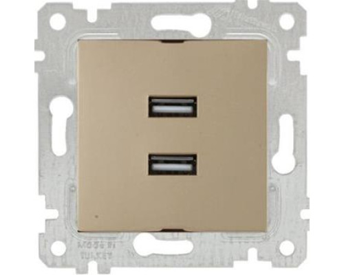 Механізм розетки 2гн USB горизонтальної, RITA, Mutlusan, "золото", (2200 449 0180)
