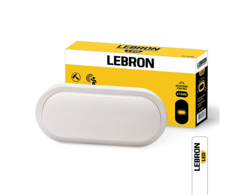 Світильник накладний LEBRON L-WLO-S, 12W, овал, 4100K, 1050Lm, ІР65, СВЧ датчик руху Світильник накладний LEBRON L-WLO-S, 12W, овал, 4100K, 1050Lm, ІР65, СВЧ датчик руху