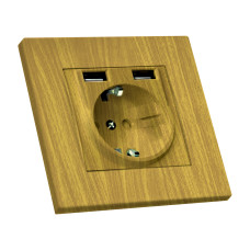 Розетка з/з, 16А, та 2гн USB, 2,4А, зі шторками, RITA, Mutlusan, "дуб", (2220 619 0258) Розетка з/з, 16А, та 2гн USB, 2,4А, зі шторками, RITA, Mutlusan, "дуб", (2220 619 0258)