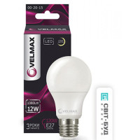 Лампа VELMAX V-А60, 12W, E27, 3000K, 1200Lm, кут 240° . Лампа VELMAX V-А60, 12W, E27, 3000K, 1200Lm, кут 240° .