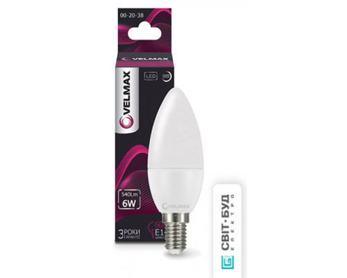 Лампа VELMAX V-C37, 6W, 220V, E14, 4100K, 540Lm, EMC Лампа VELMAX V-C37, 6W, 220V, E14, 4100K, 540Lm, EMC