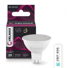 Лампа VELMAX V-MR16, 6W, 220V, GU5,3, 3000K, 540Lm