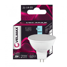 Лампа VELMAX V-MR16, 8W, 220V, GU5.3, 6500K, 720Lm