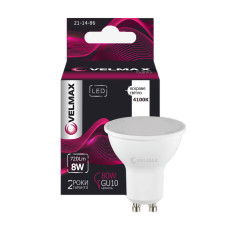 Лампа VELMAX V-MR16, 8W, 220V, GU10, 4100K, 720Lm