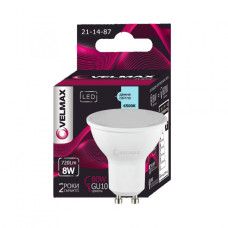 Лампа VELMAX V-MR16, 8W, 220V, GU10, 6500K, 720Lm