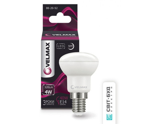 Лампа VELMAX V-R39, 4W, 220V, E14, 4100K, 320Lm, EMC Лампа VELMAX V-R39, 4W, 220V, E14, 4100K, 320Lm, EMC