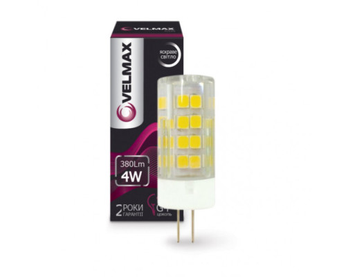 Лампа VELMAX V-G4, 4W, G4, 4500K, 380Lm, кут 360° Лампа VELMAX V-G4, 4W, G4, 4500K, 380Lm, кут 360°