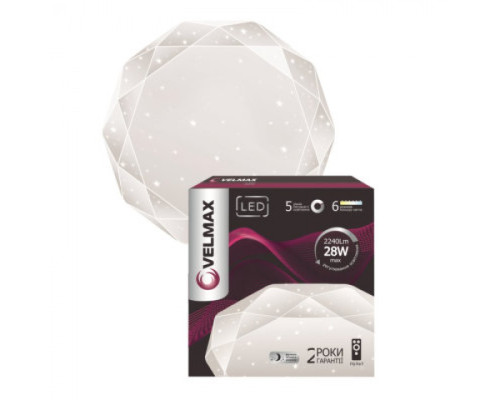 Світильник стельовий VELMAX V-CL-DIAMOND, 70W, smart, 3000K-6500K, 4900Lm, пульт ДК