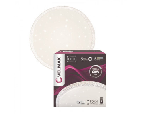 Світильник стельовий VELMAX V-CL-CRYSTAL, 70W, smart, 500*80мм, 3000K-6500K, 4900Lm, пульт ДК Світильник стельовий VELMAX V-CL-CRYSTAL, 70W, smart, 500*80мм, 3000K-6500K, 4900Lm, пульт ДК
