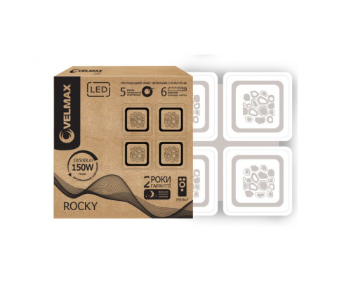 Світильник люстра на стелю VELMAX V-CL-ROCKY, 150W, smart, 3000K-6500K, 10500Lm, пульт ДК Світильник люстра на стелю VELMAX V-CL-ROCKY, 150W, smart, 3000K-6500K, 10500Lm, пульт ДК