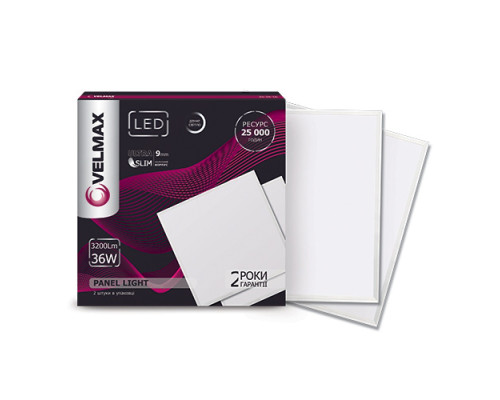 Світильник офісний армстронг VELMAX V-UPS, 36W, панель, 595*595mm, 6200K, 3200Lm, з блоком жи-ня Світильник офісний армстронг VELMAX V-UPS, 36W, панель, 595*595mm, 6200K, 3200Lm, з блоком жи-ня