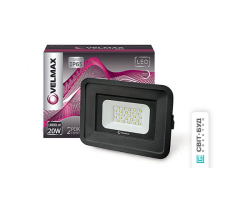 Прожектор VELMAX V-FL, 20W, 6200K, 1800Lm, 230V